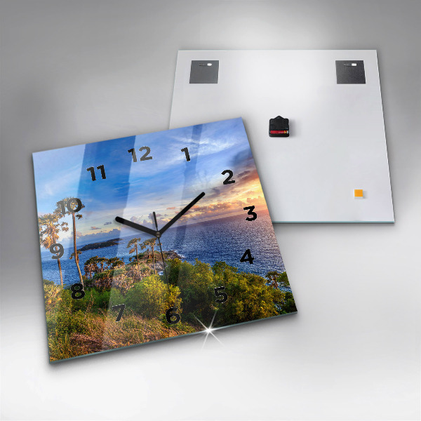 Ceas pătrat de perete din sticlă Phuket în Thailanda