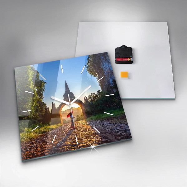 Ceas pătrat de perete din sticlă Parcul Surat Thani Thailanda