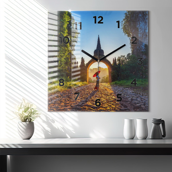Ceas pătrat de perete din sticlă Parcul Surat Thani Thailanda