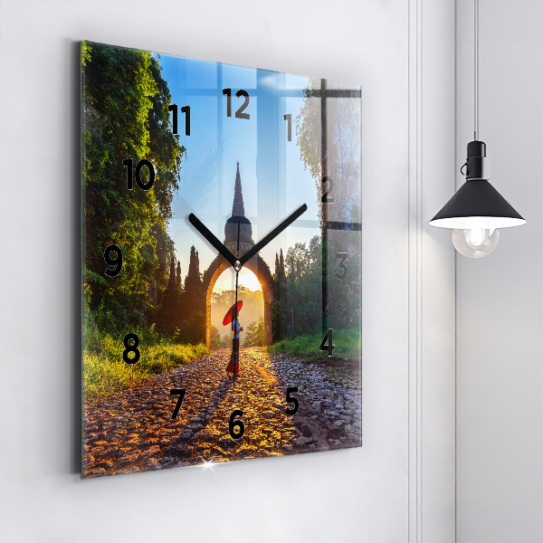 Ceas pătrat de perete din sticlă Parcul Surat Thani Thailanda