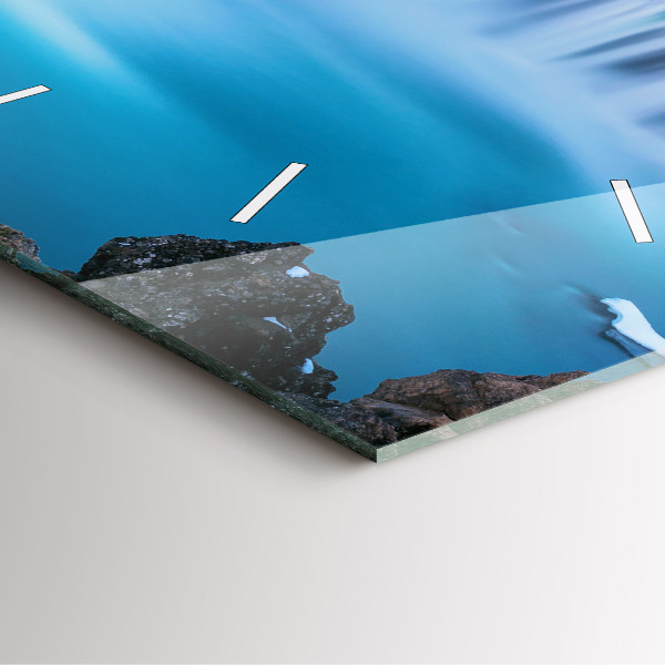 Ceas pătrat de perete din sticlă Cascada Godafoss Islanda