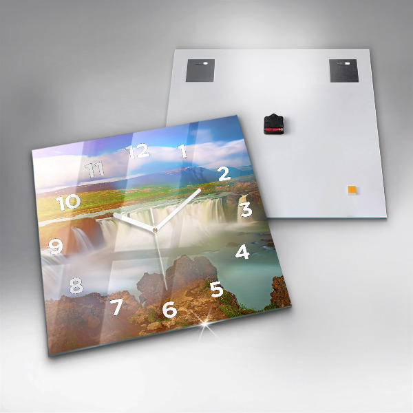 Ceas pătrat de perete din sticlă Godafoss în Islanda