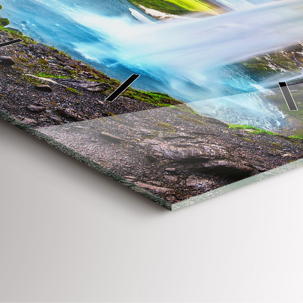 Ceas pătrat de perete din sticlă Cascada în Islanda