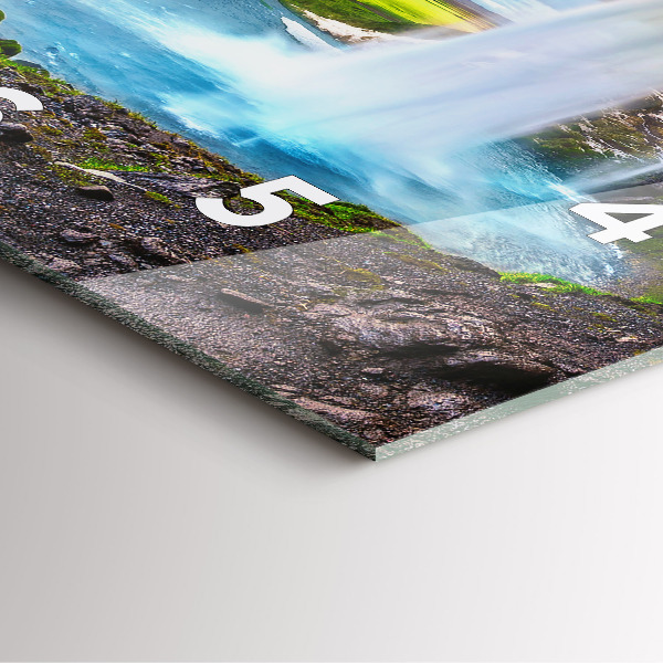 Ceas pătrat de perete din sticlă Cascada în Islanda