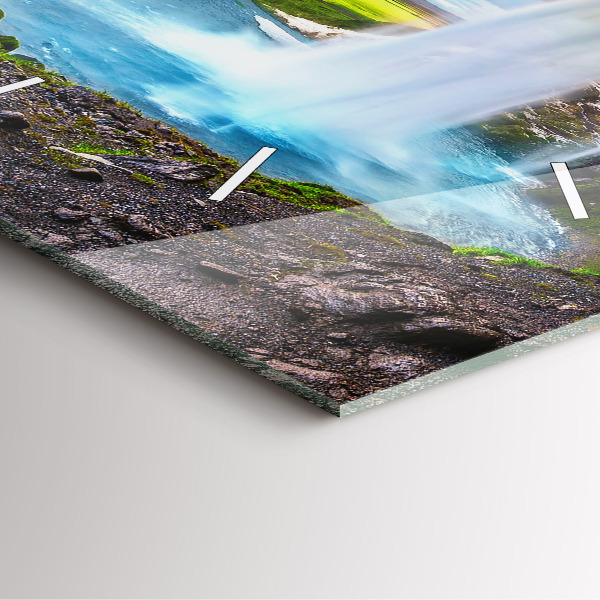 Ceas pătrat de perete din sticlă Cascada în Islanda