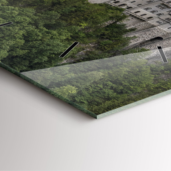 Ceas pătrat de perete din sticlă Castelul Neuschwanstein