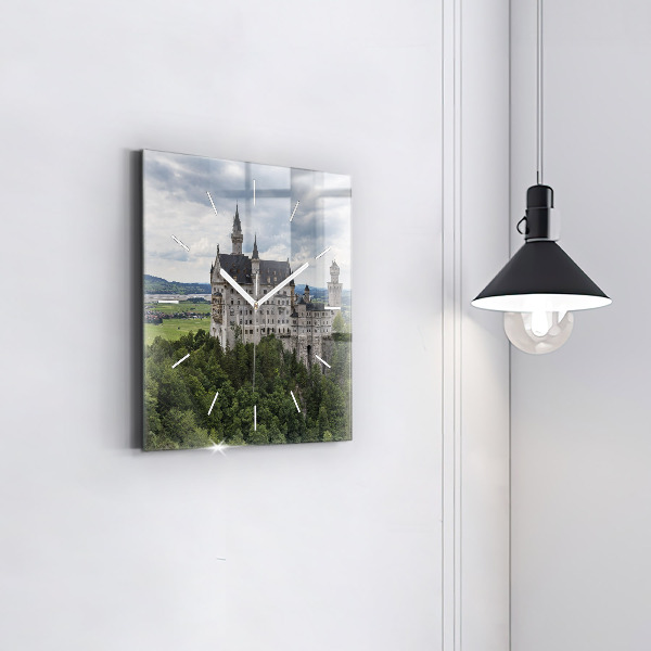 Ceas pătrat de perete din sticlă Castelul Neuschwanstein