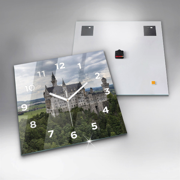 Ceas pătrat de perete din sticlă Castelul Neuschwanstein