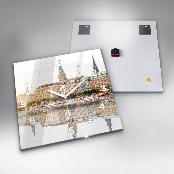 Ceas pătrat de perete din sticlă Râul Hamburg Germania