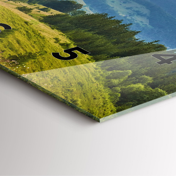 Ceas pătrat de perete din sticlă Peisaj cu păduri