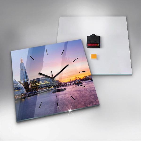 Ceas pătrat de perete din sticlă Vedere a Londrei