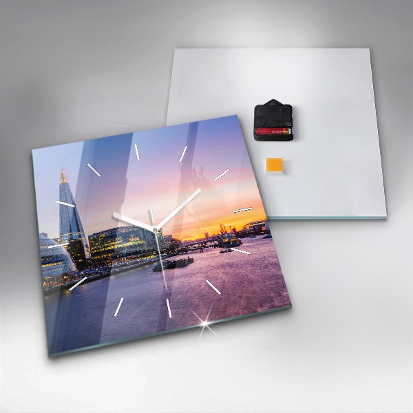 Ceas pătrat de perete din sticlă Vedere a Londrei