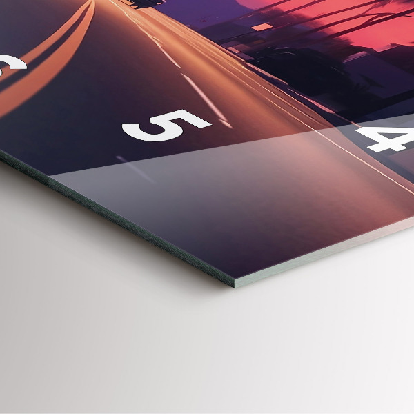 Ceas pătrat de perete din sticlă Apus de soare în LA