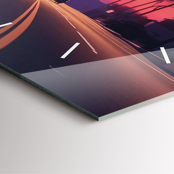 Ceas pătrat de perete din sticlă Apus de soare în LA