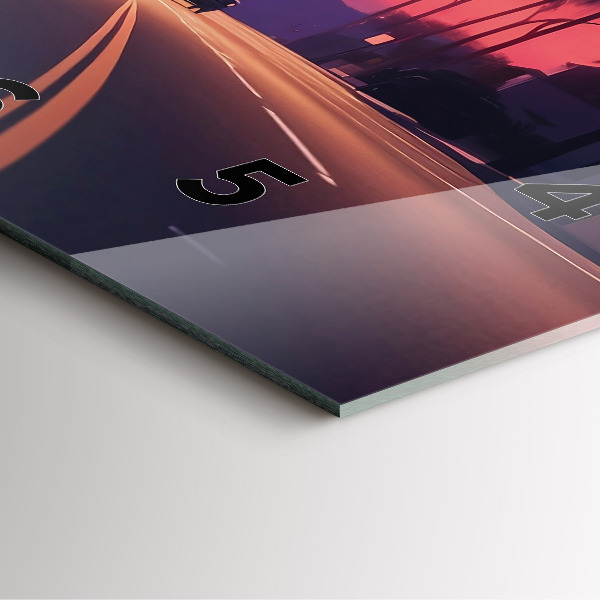 Ceas pătrat de perete din sticlă Apus de soare în LA