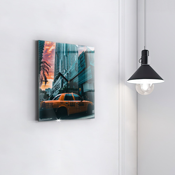 Ceas pătrat de perete din sticlă Miami, Florida