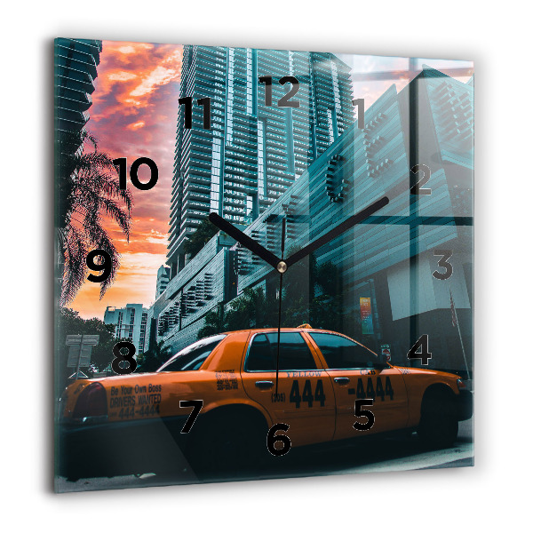 Ceas pătrat de perete din sticlă Miami, Florida