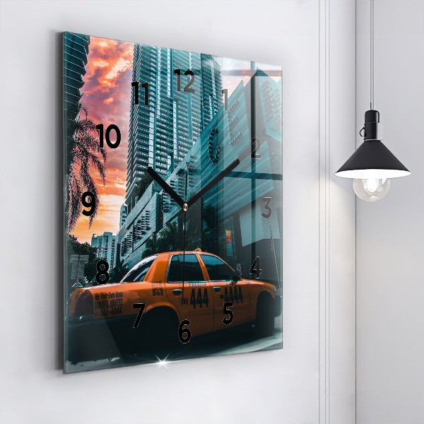 Ceas pătrat de perete din sticlă Miami, Florida