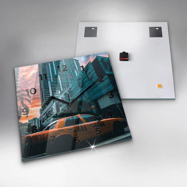 Ceas pătrat de perete din sticlă Miami, Florida