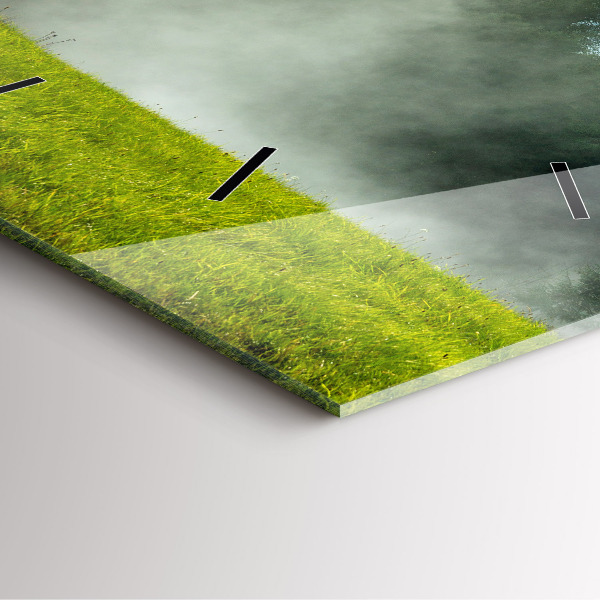 Ceas pătrat de perete din sticlă Peisaj montan