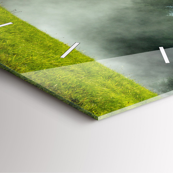 Ceas pătrat de perete din sticlă Peisaj montan