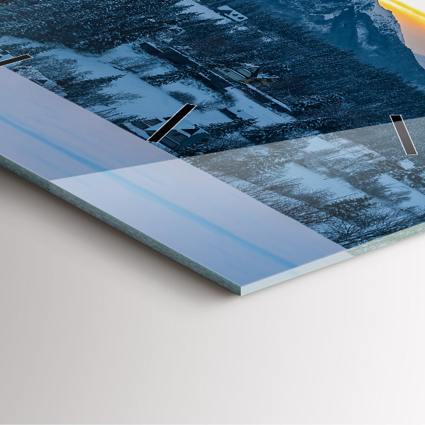 Ceas pătrat de perete din sticlă Peisaj montan