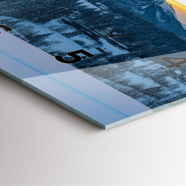 Ceas pătrat de perete din sticlă Peisaj montan