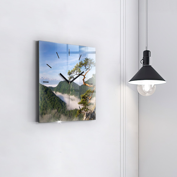 Ceas pătrat de perete din sticlă Sokolica Wierch în Munții Pieniny