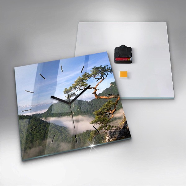 Ceas pătrat de perete din sticlă Sokolica Wierch în Munții Pieniny