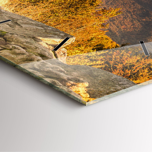 Ceas pătrat de perete din sticlă Munții Bieszczady