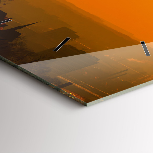 Ceas pătrat de perete din sticlă Vedere la Catedrala Brno