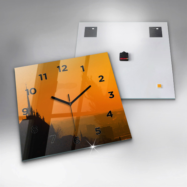 Ceas pătrat de perete din sticlă Vedere la Catedrala Brno