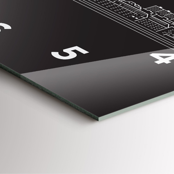 Ceas pătrat de perete din sticlă Desen orașul Ostrava