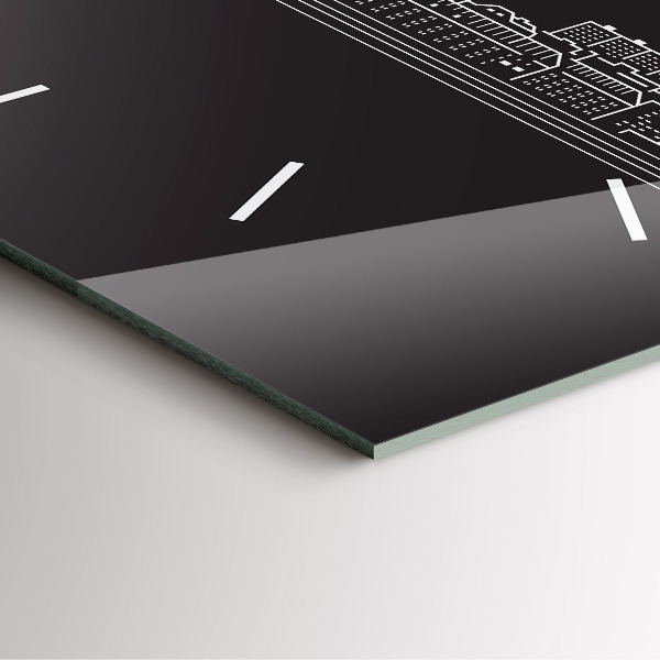 Ceas pătrat de perete din sticlă Desen orașul Ostrava