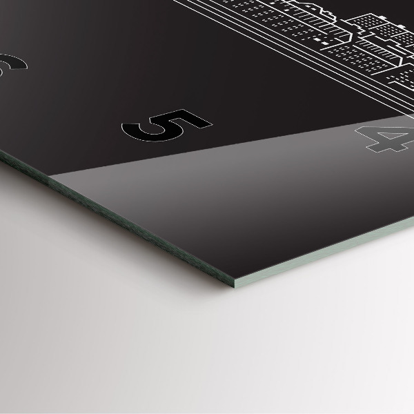 Ceas pătrat de perete din sticlă Desen orașul Ostrava