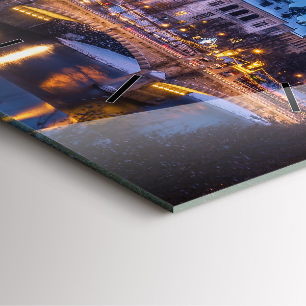 Ceas pătrat de perete din sticlă Panorama orasului Plzen