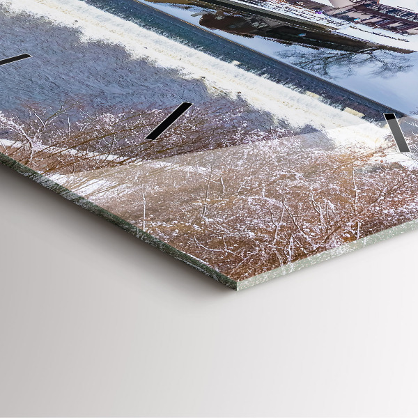 Ceas pătrat de perete din sticlă Panorama orasului iarna