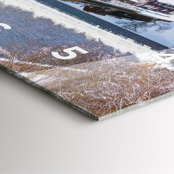 Ceas pătrat de perete din sticlă Panorama orasului iarna