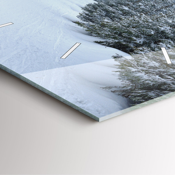 Ceas pătrat de perete din sticlă Munții Uriașii Cehi iarna