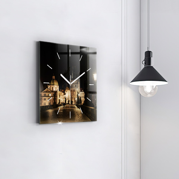Ceas pătrat de perete din sticlă Podul Carol din Praga