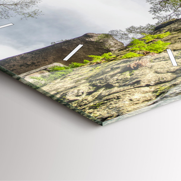 Ceas pătrat de perete din sticlă Oraș rock din Republica Cehă