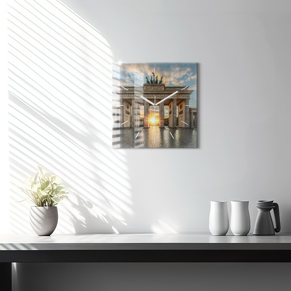 Ceas pătrat de perete din sticlă Poarta Brandenburg din Berlin