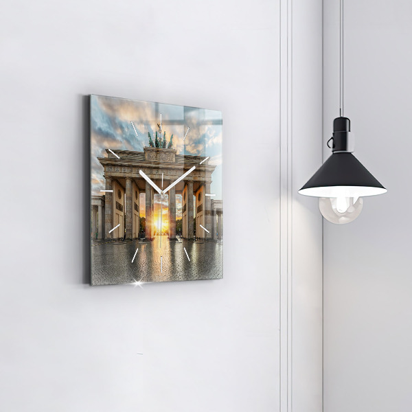 Ceas pătrat de perete din sticlă Poarta Brandenburg din Berlin