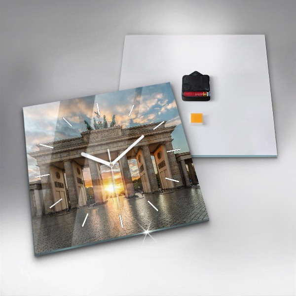 Ceas pătrat de perete din sticlă Poarta Brandenburg din Berlin