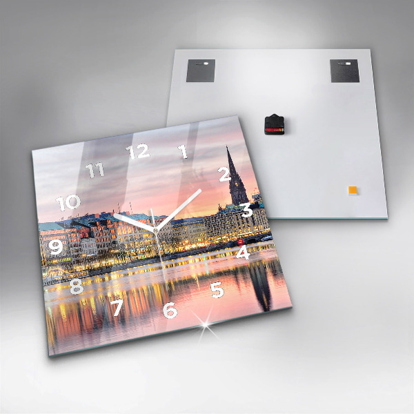 Ceas pătrat de perete din sticlă Alster în Hamburg