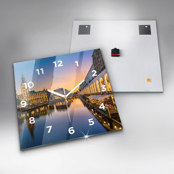 Ceas pătrat de perete din sticlă Primăria Hamburg