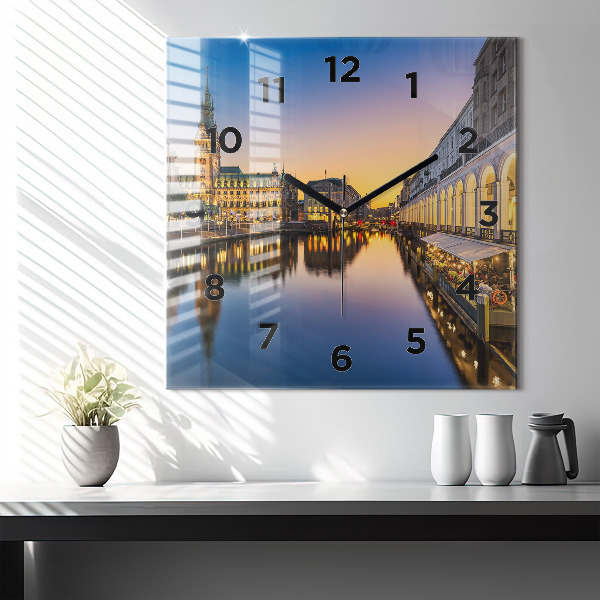 Ceas pătrat de perete din sticlă Primăria Hamburg
