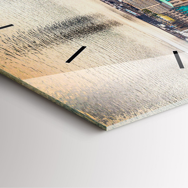 Ceas pătrat de perete din sticlă Binnenalster din Hamburg