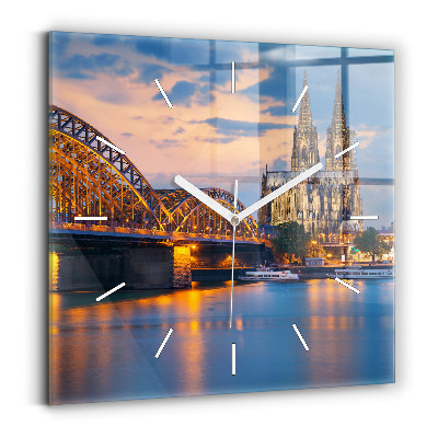 Ceas pătrat de perete din sticlă Vedere la primărie