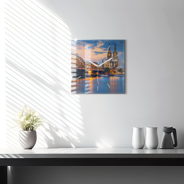 Ceas pătrat de perete din sticlă Vedere la primărie